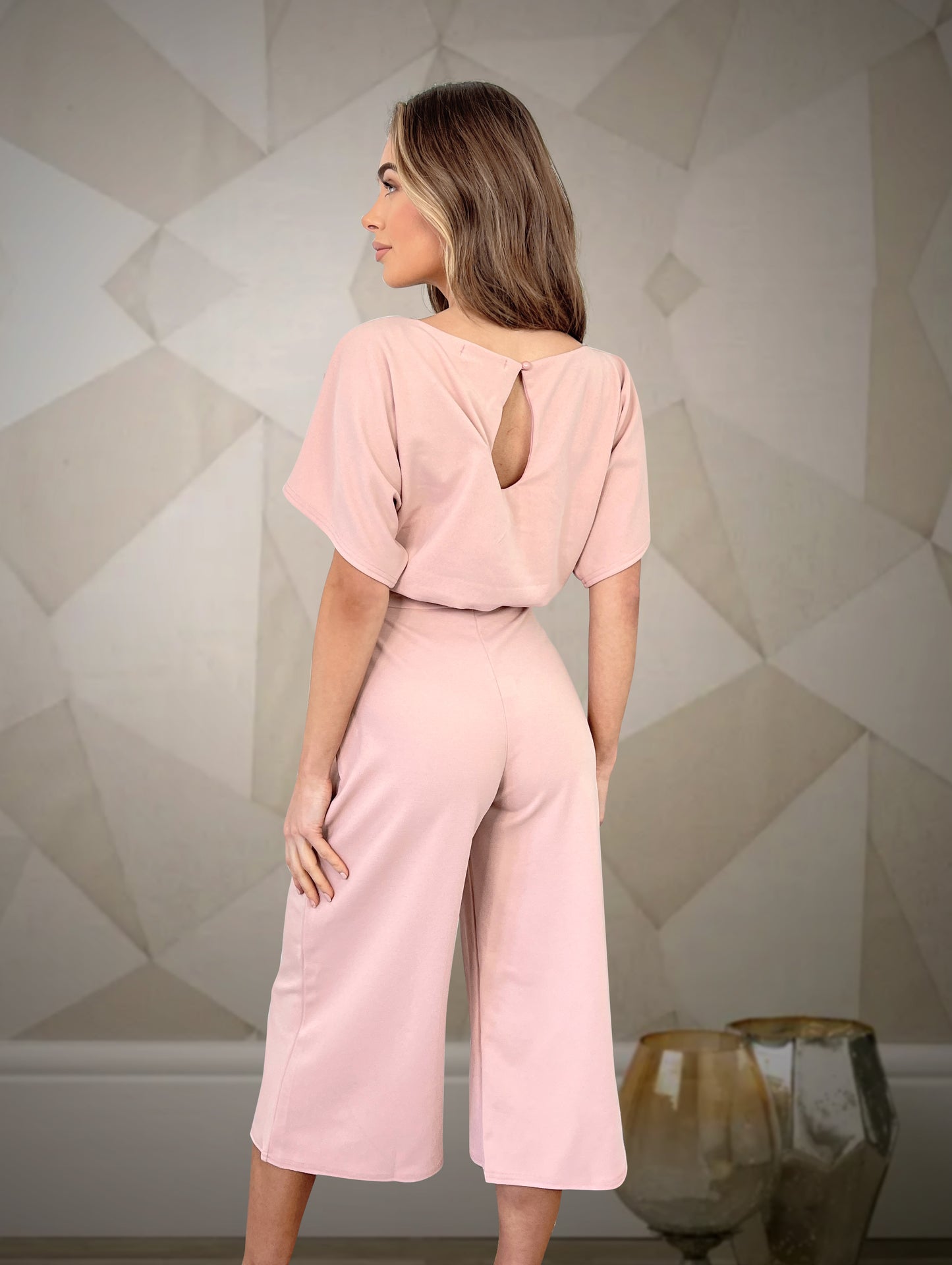 Batwing Belted Jersey Klott Jumpsuit